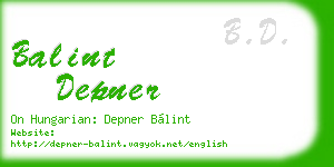 balint depner business card